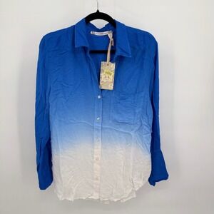 Chelsea & Violet Mens Size L Shirt Blue White Ombre Long Sleeve Button Up NWT